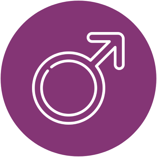 Male gender symbol icon in white.