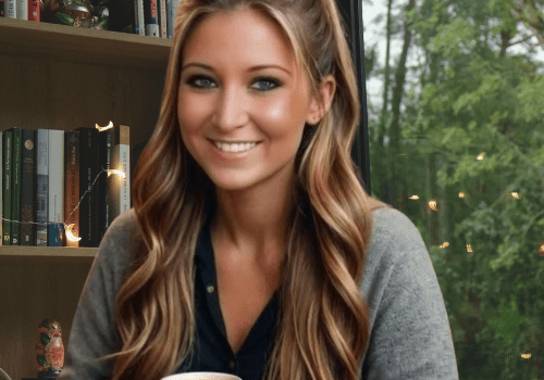 Stephanie mc 2024 Woman with long blonde hair holding coffee cup.